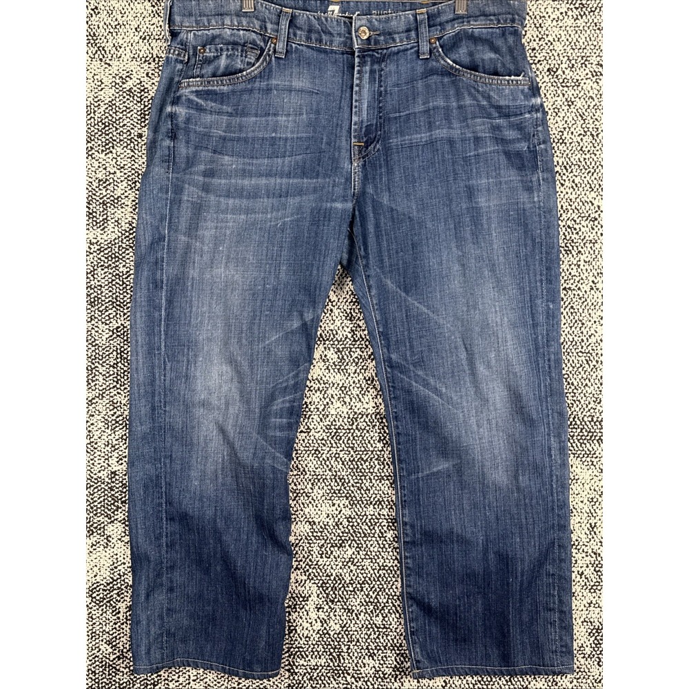 Seven‎ For All Mankind Austyn Blue Jeans Mens 38 X 27  Whiskered